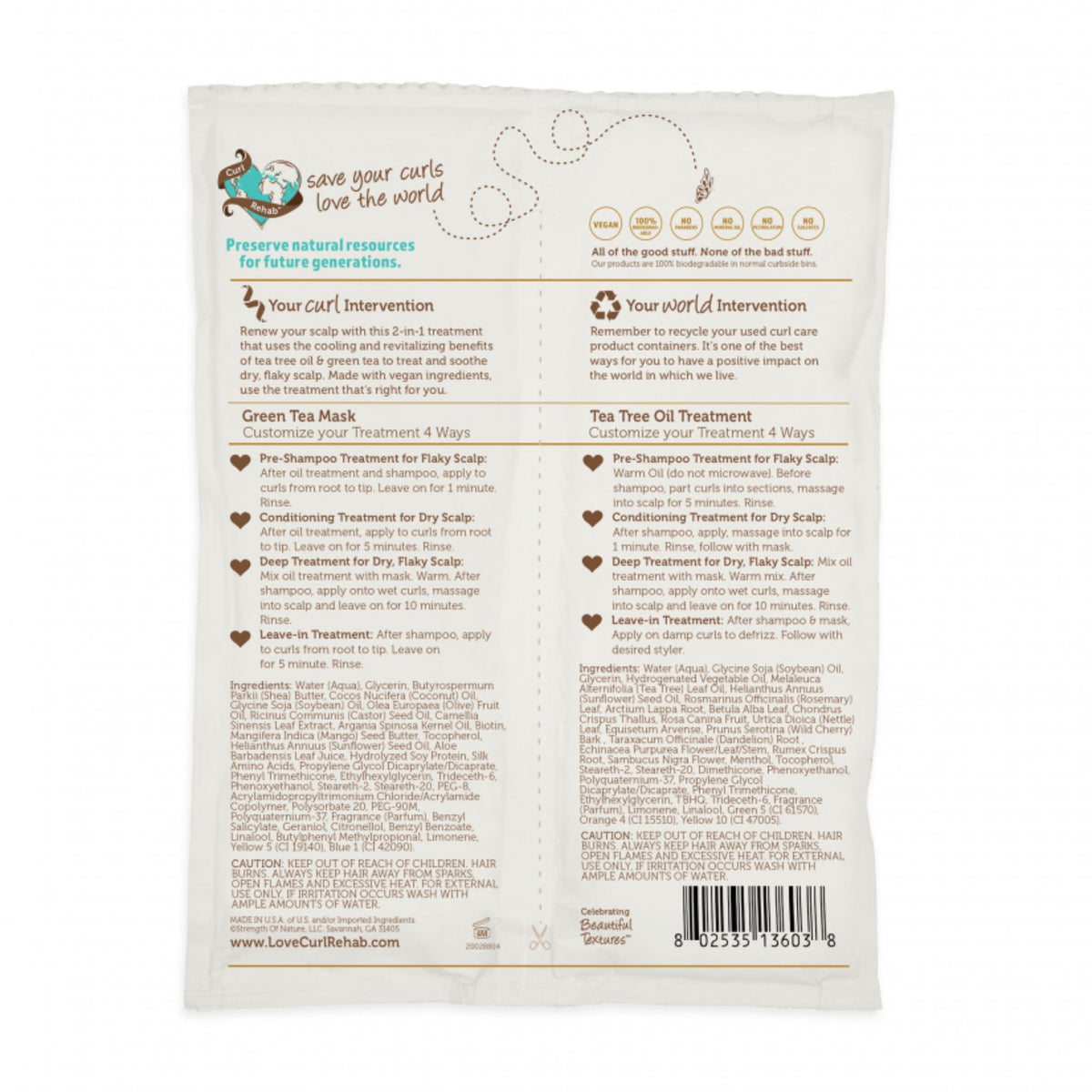 Curl Rehab Tea Tree Oil & Green Tea Renewing Mask 138g