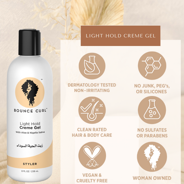 mycarlsgr.com-Bounce Curl Light Hold Creme Gel 355ml  https://mycarlsgr.com/products/light-hold-creme-gel-355ml  Light Hold Creme Gel είναι ένα ελαφρύ τζελ styling με ελαφρύ κράτημα. Που δεν βαραίνει τα μαλλια και θα κλειδώσει το σχήμα της μπούκλας σας για μεγάλο χρονικό διάστημα, μειώνοντας το φριζάρισμα. &nbsp;Ενα από τα μυστικα&nbsp;έλαια που βοηθούν στην υγρασία&nbsp;είναι το&nbsp; black seed oil (μαύρο σπορέλαιο)&nbsp;της Μέ…