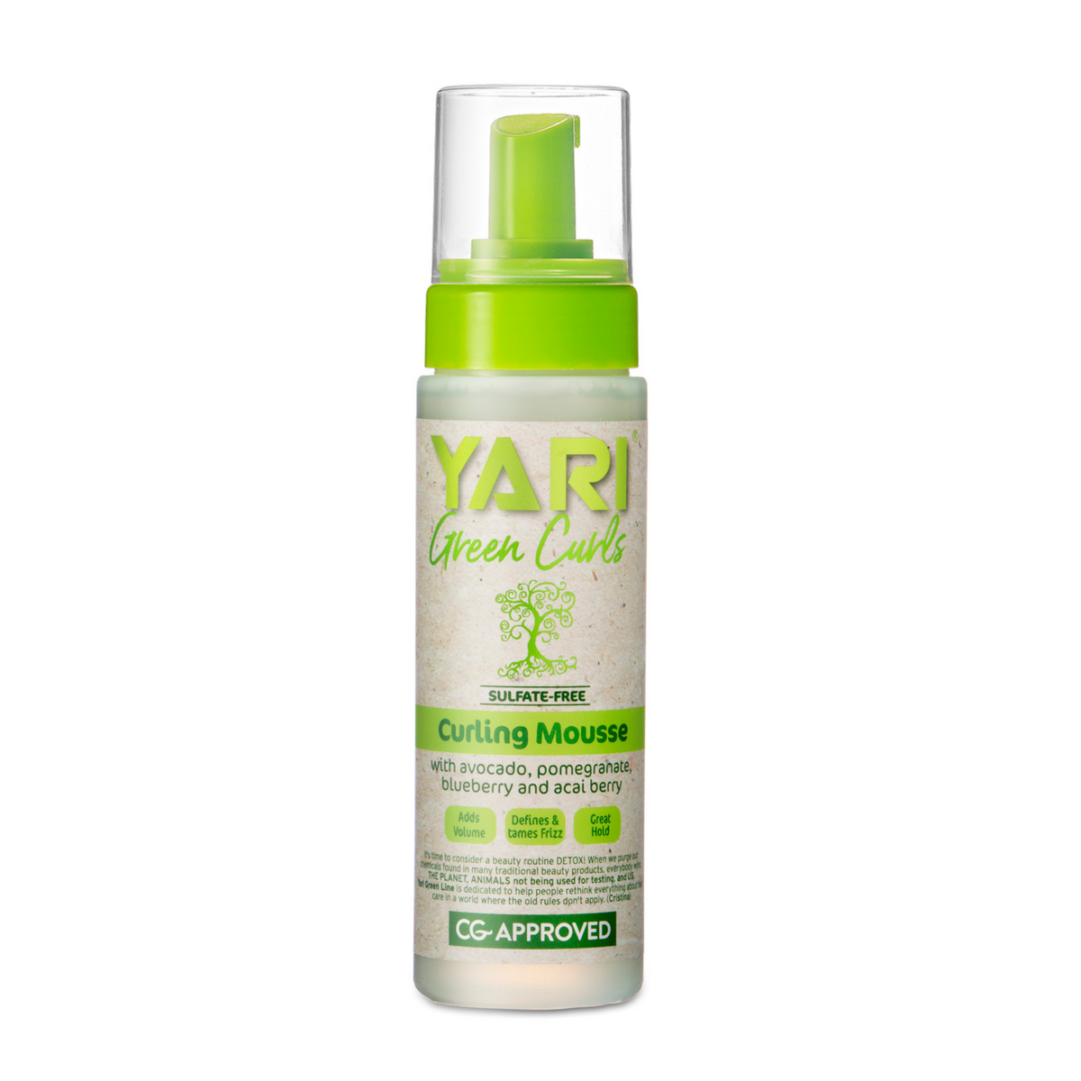 mycarlsgr.com-Curling Mousse 220ml  https://mycarlsgr.com/products/curling-mousse-220ml  Yari Curling Mousse, αφρος χωρίς θειικά άλατα με εκχυλίσματα αβοκάντο, βατόμουρου, acai berry και ροδιού. Καθορίζει τις μπούκλες χωρίς να τις βαραίνει παράλληλα περιποιείται και θρέφει τα μαλλιά δίνοντας ωραίο όγκο.